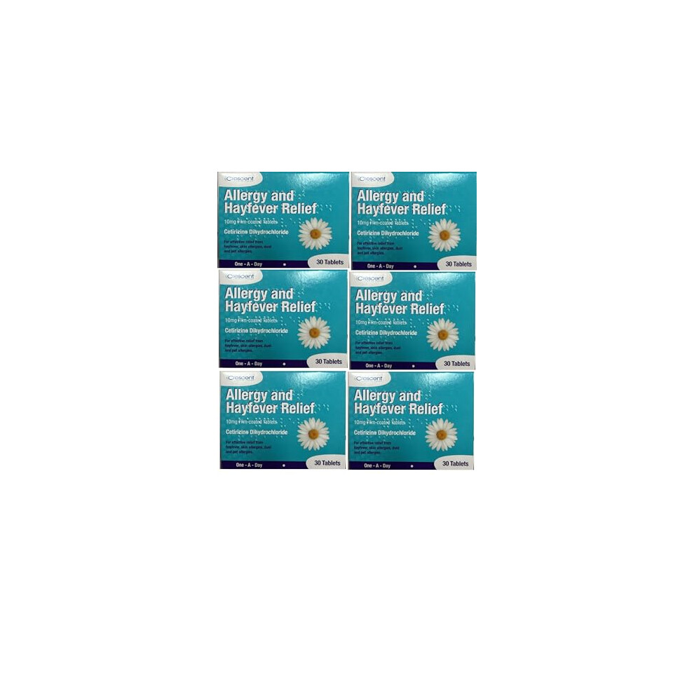 6 Months Supply Cetirizine Hayfever Allergy Tablets 30 X 6