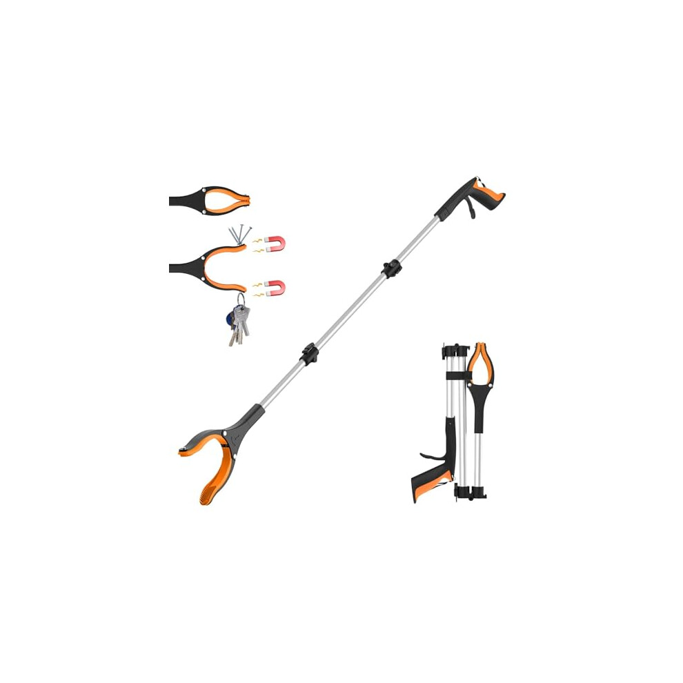 Rewkcy Litter Pickers Extended Reach 110Cm/43" Grabber Stick - Foldable Litter Picker Grabber For Tall Users, Elderly & Disabled, Extra Long Reach Tool For