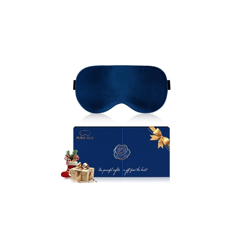 Aosun Silk Sleep Mask, Eye Mask, Gift Box Set,22Momme 100 Percent Pure Mulberry Silk Blackout Anti-Allergy Natural Silks Eye Mask with Adjustable Hea