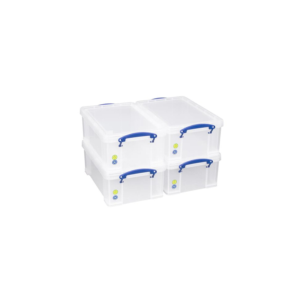 Really Useful Box 9 Litre Plastic Storage Box Clear, Multi-Purpose Stacking Storage, With A Lid And Clip Lock Handles, Ideal For Home, Office, School