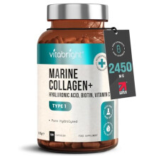 Pure Marine Collagen Capsules With Hyaluronic Acid Vitamin C, 2450mg 120 Collagen Tablets High Strength Hydrolysed Marine Collagen Peptides Powder, V