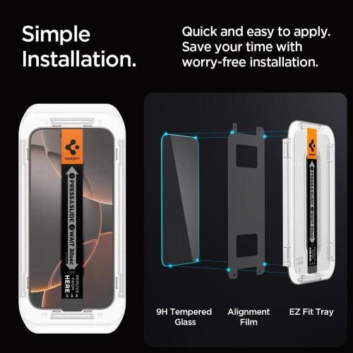 Spigen iPhone 17 Pro Max/16 Pro Max Glas.tR EZ Fit Displayschutzfolie, 2er-Pack 1