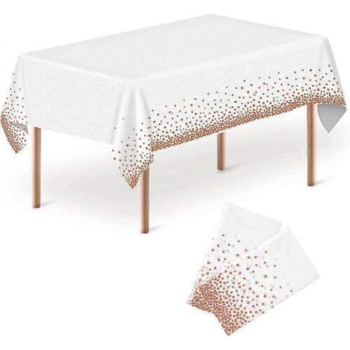 Disposable Tablecloths, 2 Pack Acsergery Rose Gold Rectangle Party Table Cloths Gift