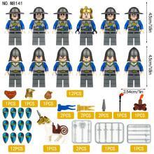 (12pcs-5) Medieval Knight Soldiers Military Building Blocks Minifigures Gift toy