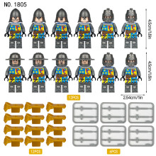 (12pcs-6) Medieval Knight Soldiers Military Building Blocks Minifigures Gift  toy