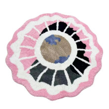 (Earth, one-size) Round Floral Shaped Rug, Machine Washable Non-slip Soft Floor Carpet, Plush Decorative Mat for Home Living Room Bedroom,Decorative Area Rug