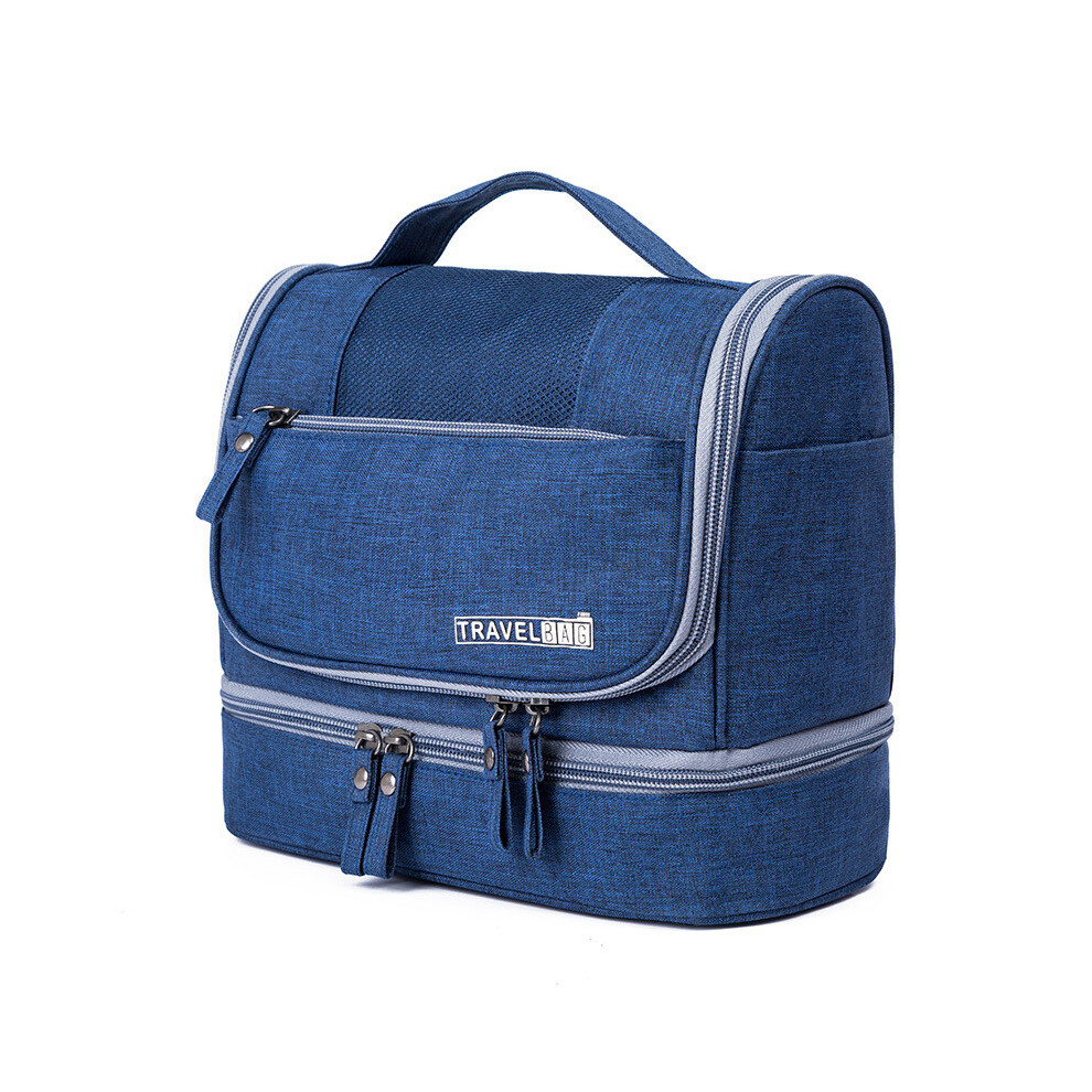 (Navy ) Large Waterproof Capacity Toiletry Bag With Hanging Hook For And Travel Home Blue