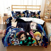 (5, AU Single140x210cm) Hot Anime Demon Slayer Bedding Set Japanese Cartoon Bed Linen 200x220 Teens Girls Twin Single Queen King Full Duvet Cover Sets