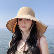 (Khaki)Summer Sun Hat Bow Decoration Outdoor Fashion Sunshade Leisure Hat Fishermans