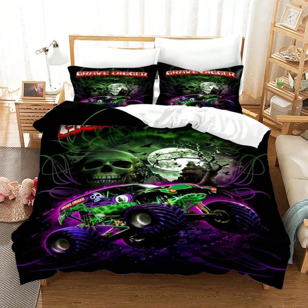 (As Picture4, EU Single(135x200cm)) Monster Jam Bedding Set Single Twin Full Queen King Size Monster Jam F1 Bed Set Aldult Kid Bedroom Duvetcover Sets 3D Print 022
