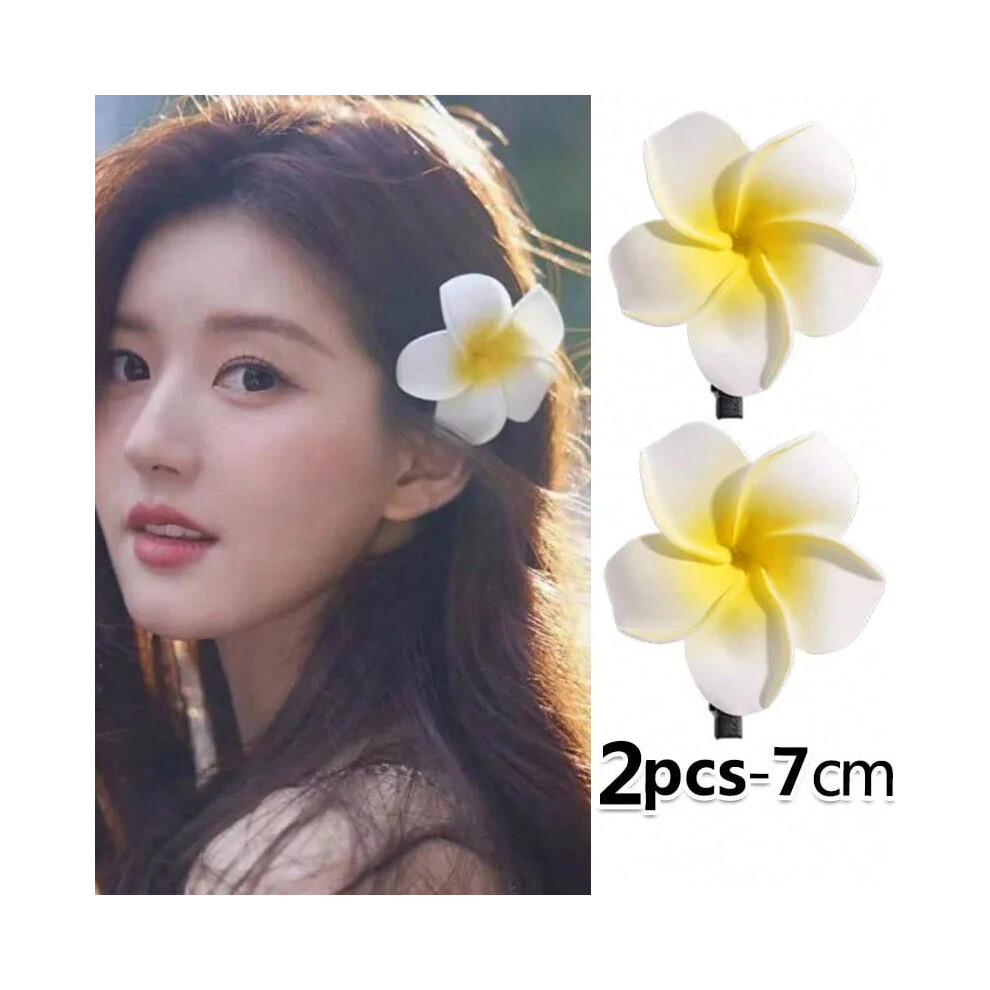 (2pcs-7cm) 1-10pcs Plumeria Flower Hair Clips For Women Hairpins Girls Side Bangs Clips Flower Barrette Hawaiian Party Bag Hat Accessories