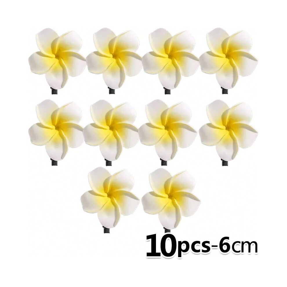 (10pcs-6cm) 1-10pcs Plumeria Flower Hair Clips For Women Hairpins Girls Side Bangs Clips Flower Barrette Hawaiian Party Bag Hat Accessories