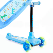 FableKids children scooter | city scooter pedal scooter | height-adjustable | foldable | LED wheels | pedal brake | kick scooter | blue