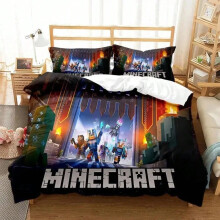 (6, EU Single 135x200cm) Games My World Bedding Set,Minecraft Steve Creeper Sword Ender Duvet Cover Pillowcase Bedroom Decoration Gifts