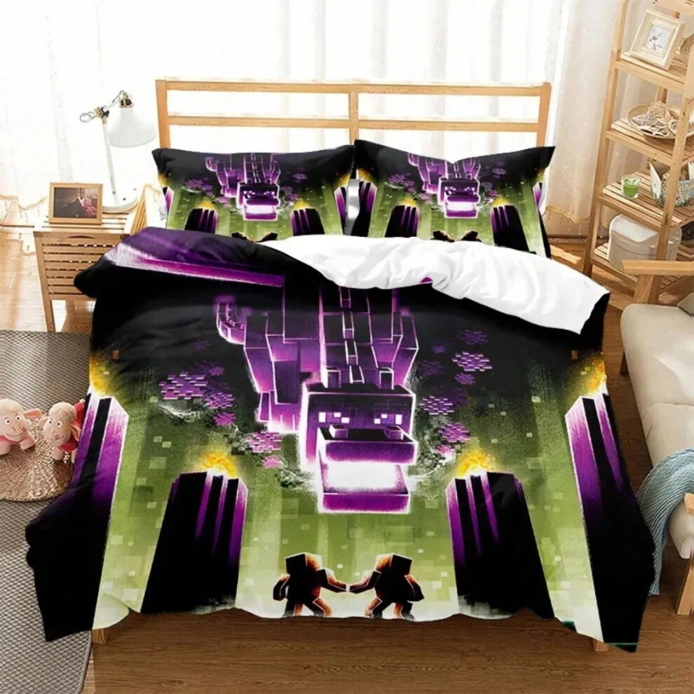 Etechmart (5, Eu Doubie 200X200cm) Games My World Bedding Set,Minecraft Steve Creeper Sword Ender Duvet Cover Pillowcase Bedroom Decoration Gifts