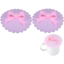 (As show, One size) 2 Pieces Silicone Cup Covers Butterfly Holder Suction Cup Lid Reusable Anti-dust Cup Lids for Coffee Beer Mug Wine Glass Home Office Bar Random Color