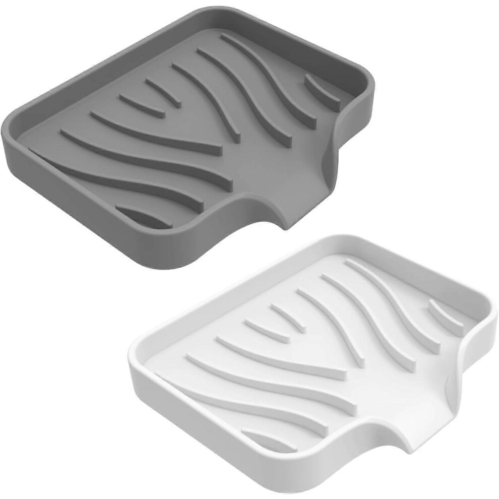 (As show, One size) Set of 2 Silicone Soap Dish, Soap Box with Drain Drain, Soap Dish, Bathroom Non-Slip Soap Holder for Soap Sponges Bathroom Shower-image-OPC-PHMQNC8-NEW