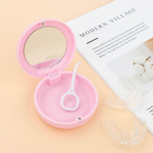 (As show, One size) 1PCS (cherry blossom powder, about 88*32mm) Invisible Braces Box Orthodontic Dentures Box Portable Storage Box,Case Box for aligners and retainers