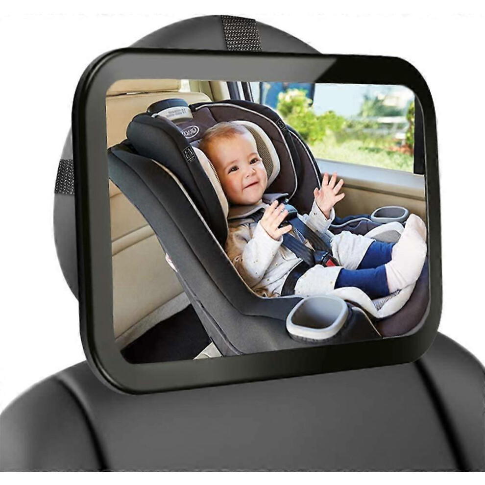 (As show, One size) 1PCS Rear Seat Baby Car Mirror Large Child Size Shatterproof Car Rear View Mirror Baby Rearview Mirror for Monitoring 360 Adjustab
