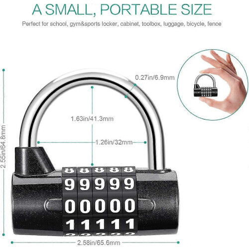 (As show, One size) Combination Combination Lock(Blue), 5 Digit Combination Padlock, Waterproof Rustproof, Security Padlock for Locker, Toolbox, Fences, Bicycle, etc 2