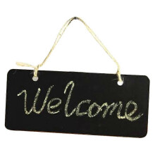 (As show, One size) 2 pcs Chalk Rectangle Small Erasable Chalk Board with Hanging Rope Brush Chalk Board for Decoration Messages Board Gift