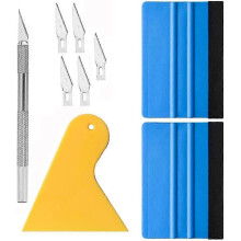 (As show, One size) Vinyl Wrap Tool Window Film Tool Window Tint Tool Wallpaper Tool With Felt Squeegee Hobby Knife