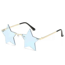 (Gold frame green flake, One size) Distinctive Style Star Sunglasses Of Fun Pentagram Glasses