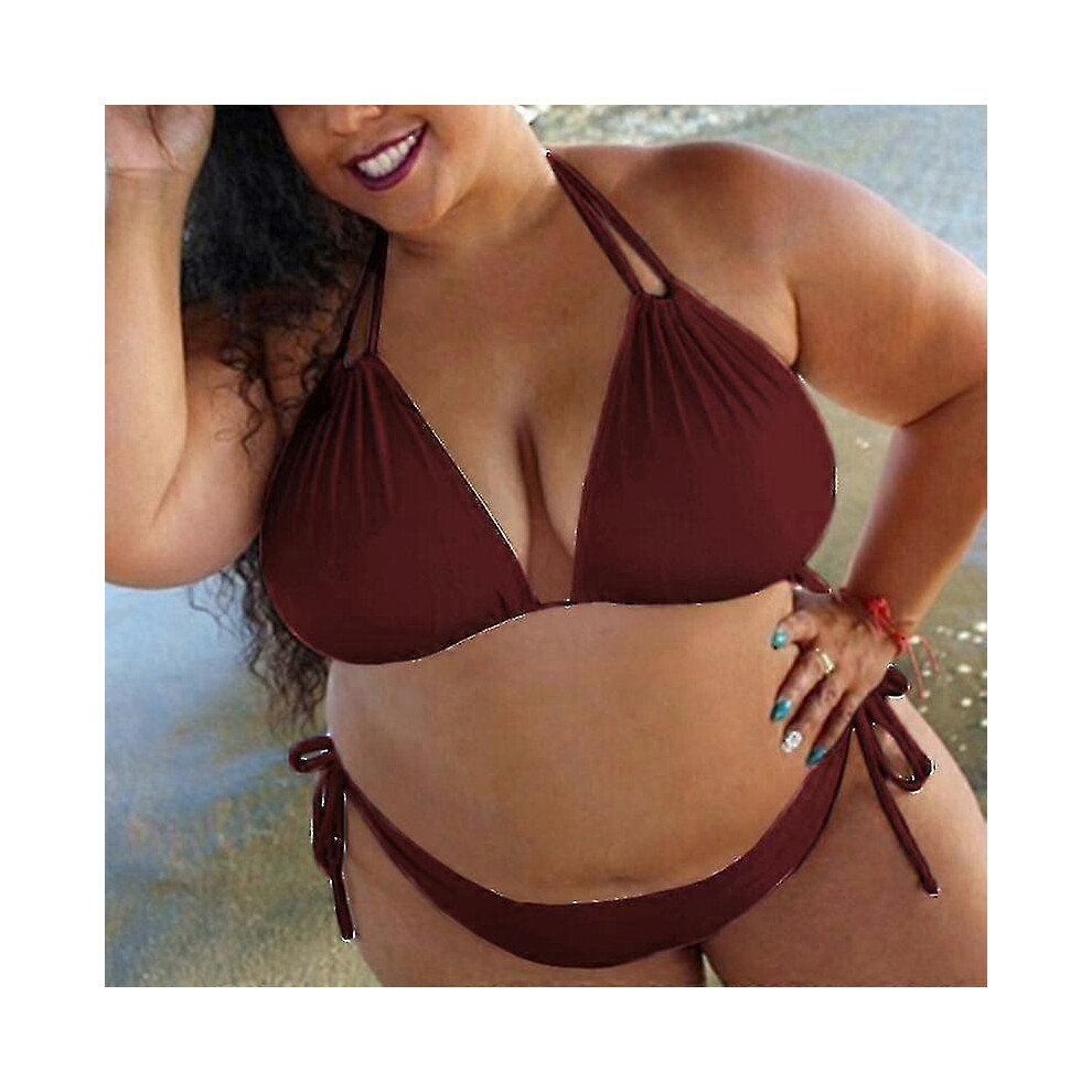 (3XL, Blue) Plus Size Ladies Padded Halterneck Bikini Set Beach Swimwear Bathing Suit Summer-image-OPC-PHMQR7W-NEW