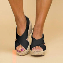 (41, White) Women Mid Wedge Espadrilles Sandals Summer Platform Ankle Strap Shoes Size