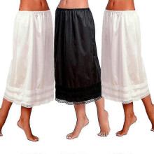 (3XL, Ivory) Oversize Womens Lace Underskirt Petticoat Long Skirt Safety Skirt