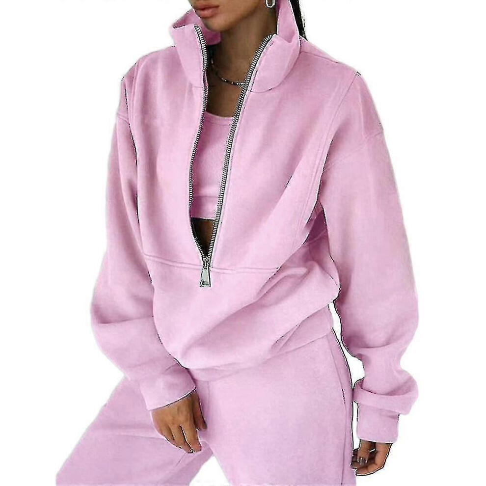 (Blue, XL) Ladies Women&#39;s Two Piece Tracksuit Set Long Sleeve Zipper High Neck Hoodie Sweatshirt With Sweatpants Sweatsuit Jogger Set-image-OPC-PHMQVF2-NEW