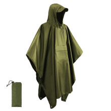 (orange, One size) Military Style Poncho Multi Use Rip Stop Camouflage Rain Ponchohooded Waterproof Raincoat For Outdoor Activities
