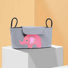 (As show, One size) 1PCS (with lid - Pink Elephant, about 32x14x17cm) Multifunctional Baby Bottle Water Cup Mummy Bag Stroller Storage Hanging Bag, Stroller Organizer Bag