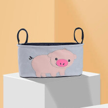 (As show, One size) 1pcs (open type-pink pig, about 32x14x17cm) multifunction baby bottle water cup mummy bag stroller storage hanging bag, Stroller Organizer Bag