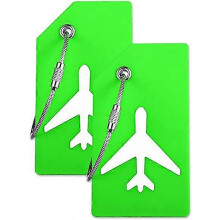 (As show, One size) Silicone luggage tag with name ID card (green 2-pack label), very suitable for quickly discovering luggage and checking in during business trips