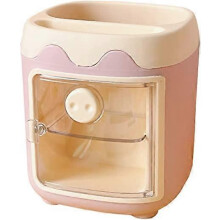 (As show, One size) Cartoon Multi grid Piggy Pen Holder (pink), Cute Cosmetics Storage Rack, Multi functional Storage Container, Classroom Student Table Desktop Stationer