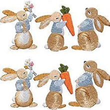 (As show, One size) 6-piece set of stitching patches, rabbit applique patches, embroidered patches, badges, jackets, jeans, shoes, T-shirts, hats