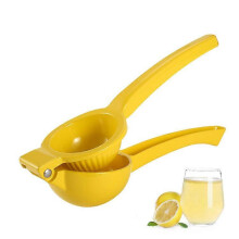(As show, One size) High quality metal lemon extruder (yellow, large 22 cm), lever type aluminum alloy manual lemon and orange juice press, capable of extracting as much