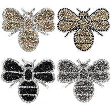 (As show, One size) 4 pieces of crystal bee patch badges with sewn iron bags, fabric patches, stickers, bee sewn patches, clothes, jeans, DIY crafts