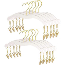(As show, One size) 10 Pack Lingerie Hangers with Gold Metal Clips, Faux Wood Grain Bikini Hangers, Plastic Hangers for Bra, Tank Tops, Camisole and Belts