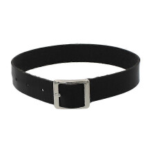 (As show, One size) Leather collar (black), women's retro punk minimalist style adjustable leather choke buckle bicycle necklace, punk rock leather collar