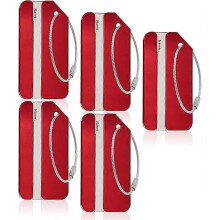 (As show, One size) Aluminum luggage labels for metal luggage travel recognition devices (5 in red)