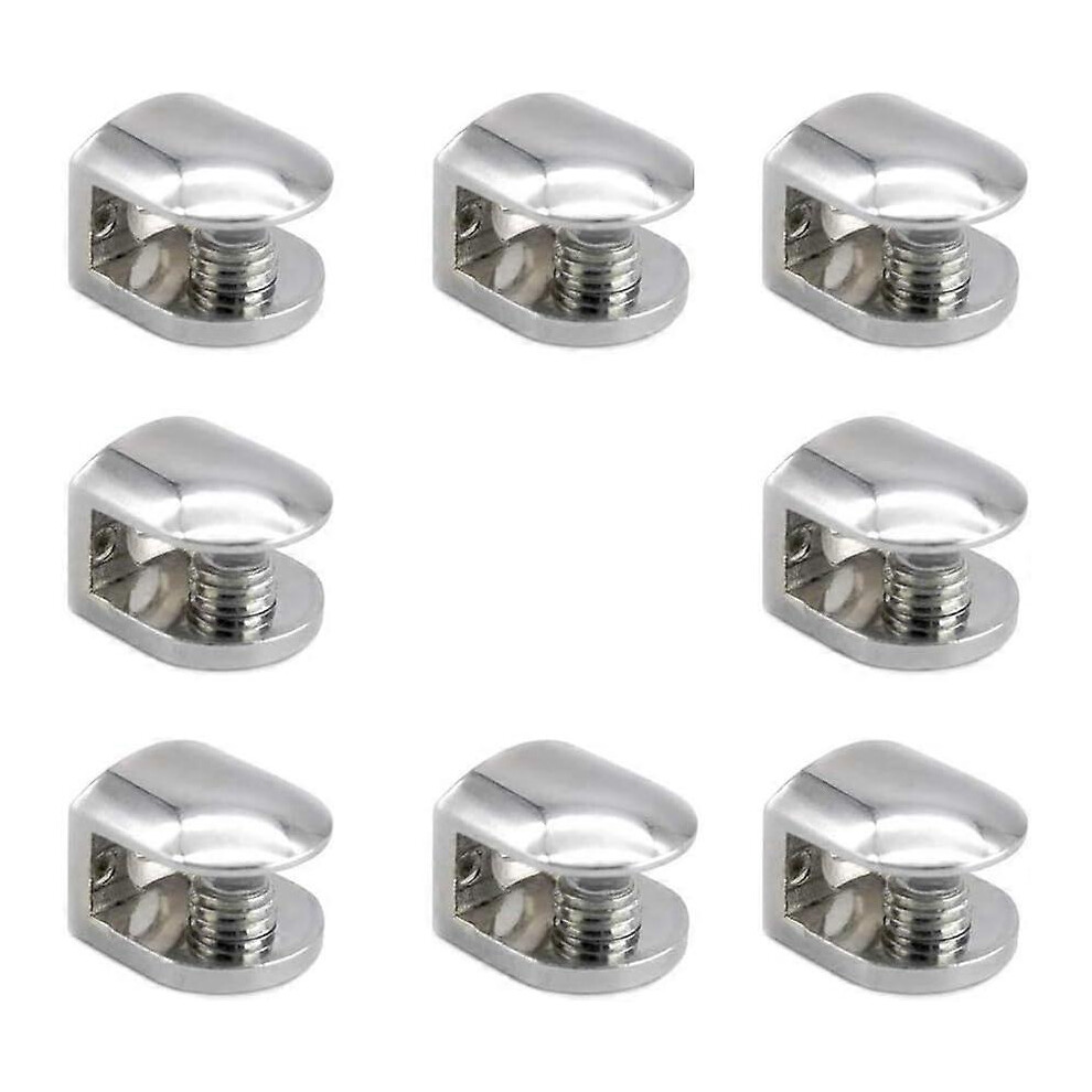 (As Show, One Size) 8 Pcs Glass Clamp Clamp Bracket Zinc Alloy Adjustable Fixings Holder For 6-8Mm Thick Glass Shelves 4632228909566