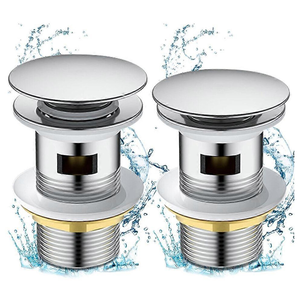 (As show, One size) 2pcs Pop-up Sink Drain, Sink Drain with Overflow for Bathroom Sink with 1/4&quot; Hole-image-OPC-PHMQXYP-NEW