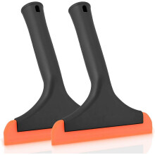 (As show, One size) 2pcs Silicone Squeegee with Hanging Holes, 6INCH, Multi-Function Window Squeegee for Shower Mirror Door, Window, Glass, Car Windshield, Black+Orange