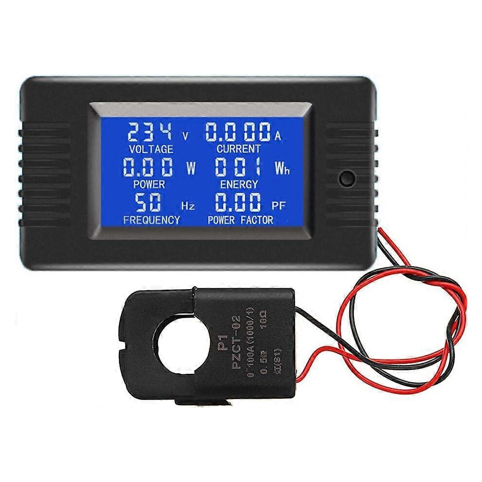(As Show, One Size) Ac 80-260V 100A Current Voltage Amperage Power Energy Panel Meter Lcd Digital Display Ammeter Voltmeter Multimeter With Open Ct 4632228920813