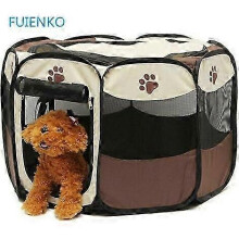 (As show, One size) Foldable Dog Kennel and Playpen - 72x45cm Brown