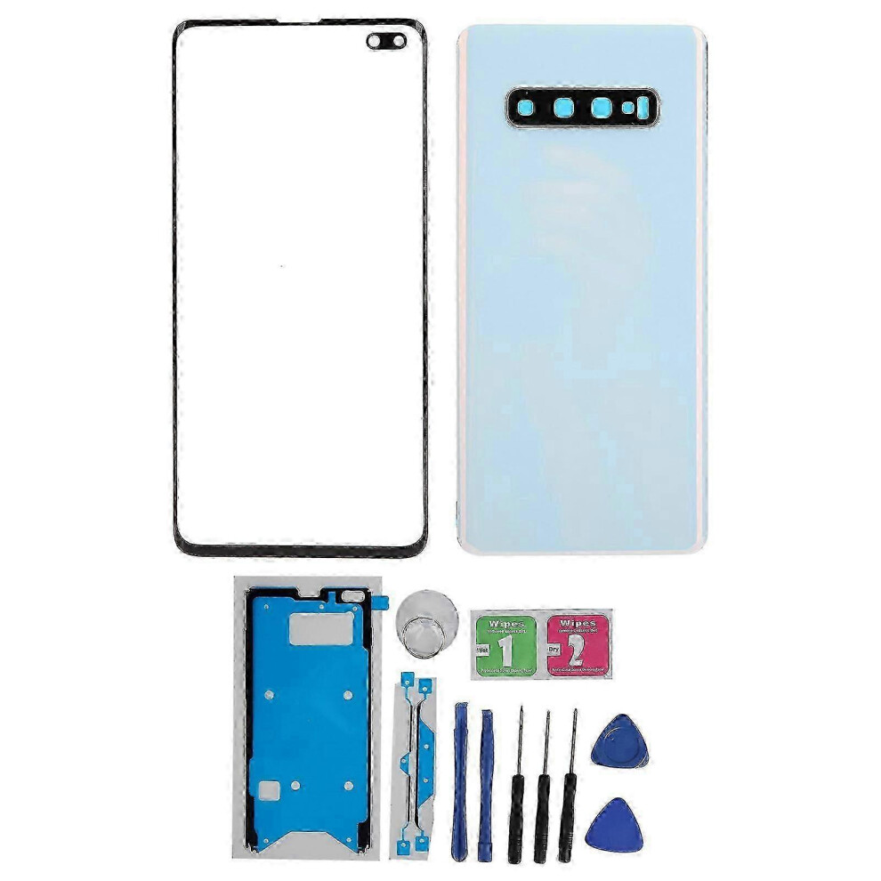 (As Show, One Size) Mobile Phone Back Glass Cover And Outer Glass Panel Replacement For Samsung S10+Plus( ) White 4632480889996