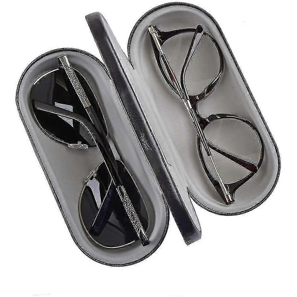 Kikidex (As Show, One Size) [2 In 1] Dual Glasses Case Hard Shell Eyeglass Case Protective For 2 Eyeglasses (Not Suitable For Sunglasses)