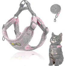 (Pink, L) Cat Lead Set For Cats, Polyester Adjustable Cat Harness With Lead, Cat Harness Lead Set, Harness For Cats Escape Proof
